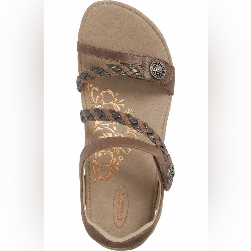Aetrex Jillian Braided Leather Strap Sandal